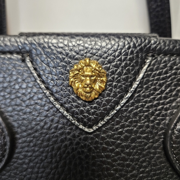 Anne Klein Vintage Black Vegan Tote Bag with Gold Accent - Picture 2 of 6